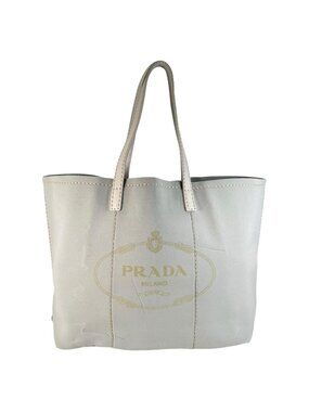 Prada Leather Gray Tote Bag